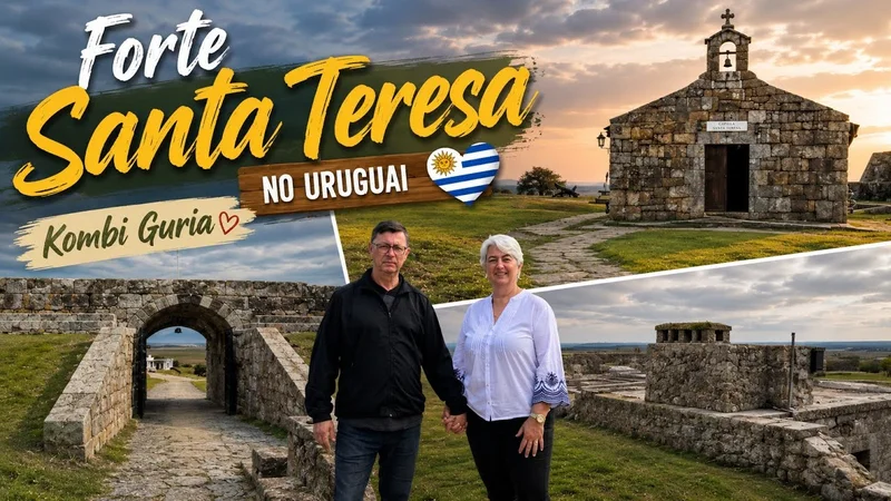 Capa do vídeo Forte Santa Teresa no Uruguai, com Eduardo e Niaia nas ruínas